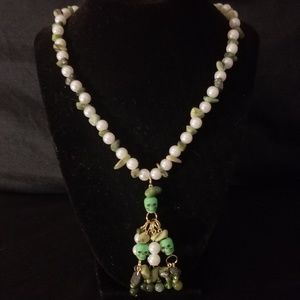Unique Green Skull Pearl Necklace